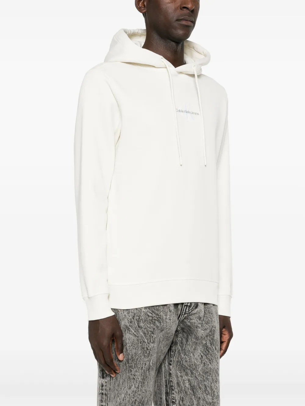 Calvin Klein Hoodie met geborduurd logo Wit