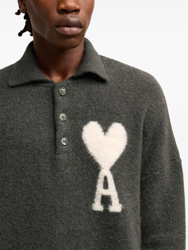 AMI Paris Ami De Coeur ポロセーター | グレー | FARFETCH JP