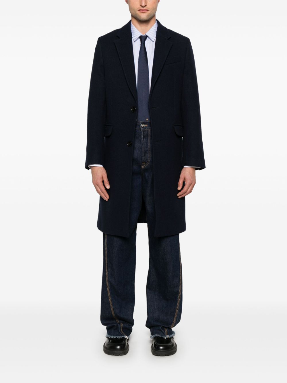 AMI Paris wool single-breasted coat - Blue