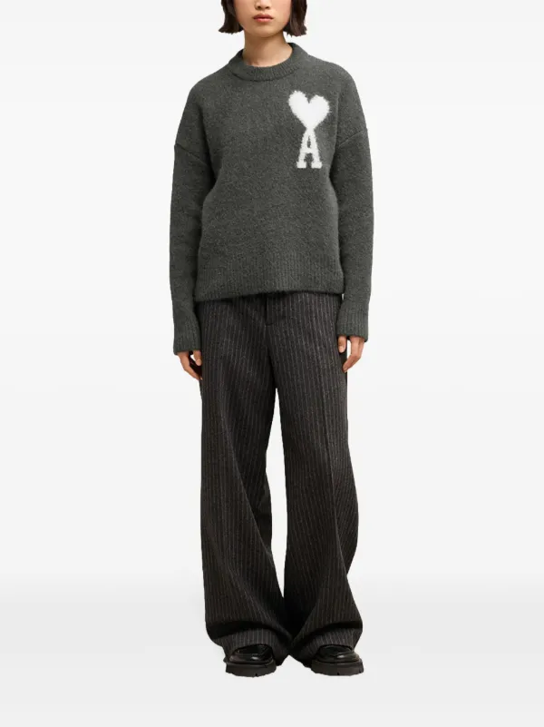 AMI Paris Ami De Coeur crew-neck Jumper | Grey | FARFETCH