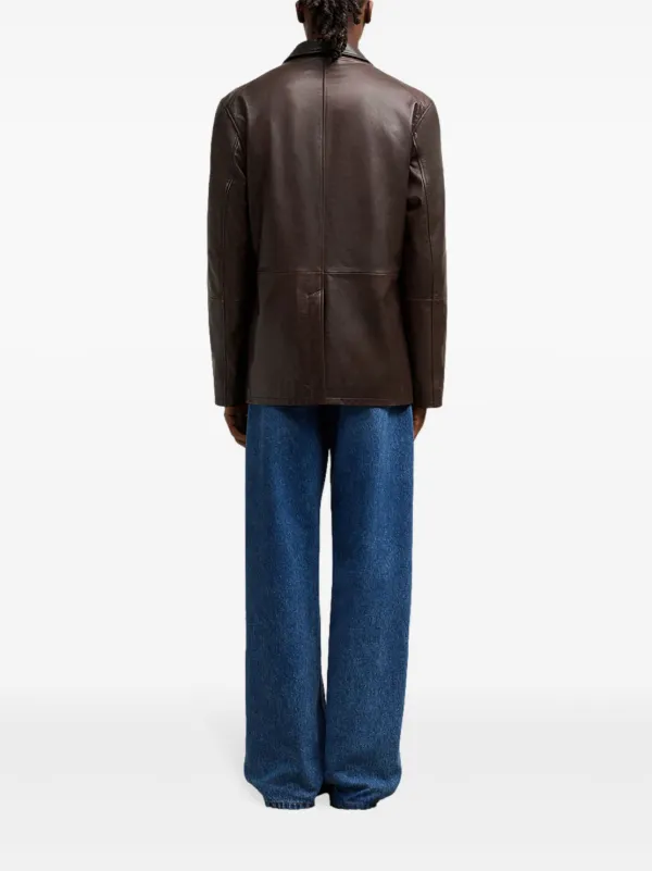 AMI Paris single-breasted Leather Blazer | Brown | FARFETCH