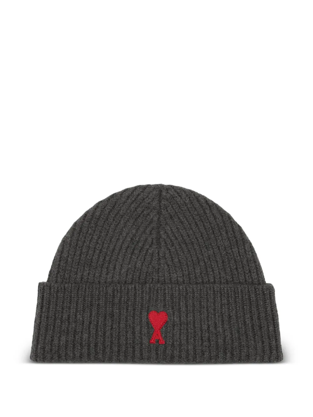 AMI Paris Wollen muts met geborduurd logo Grijs