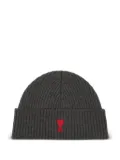 AMI Paris logo-embroidered wool beanie - Grey