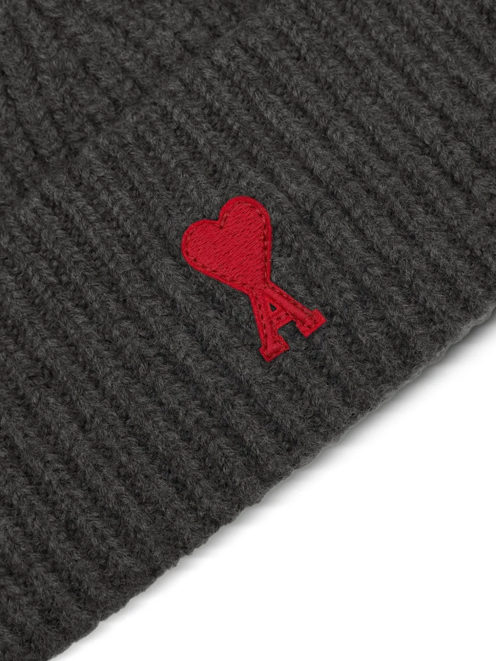AMI Paris Wollen muts met geborduurd logo Grijs