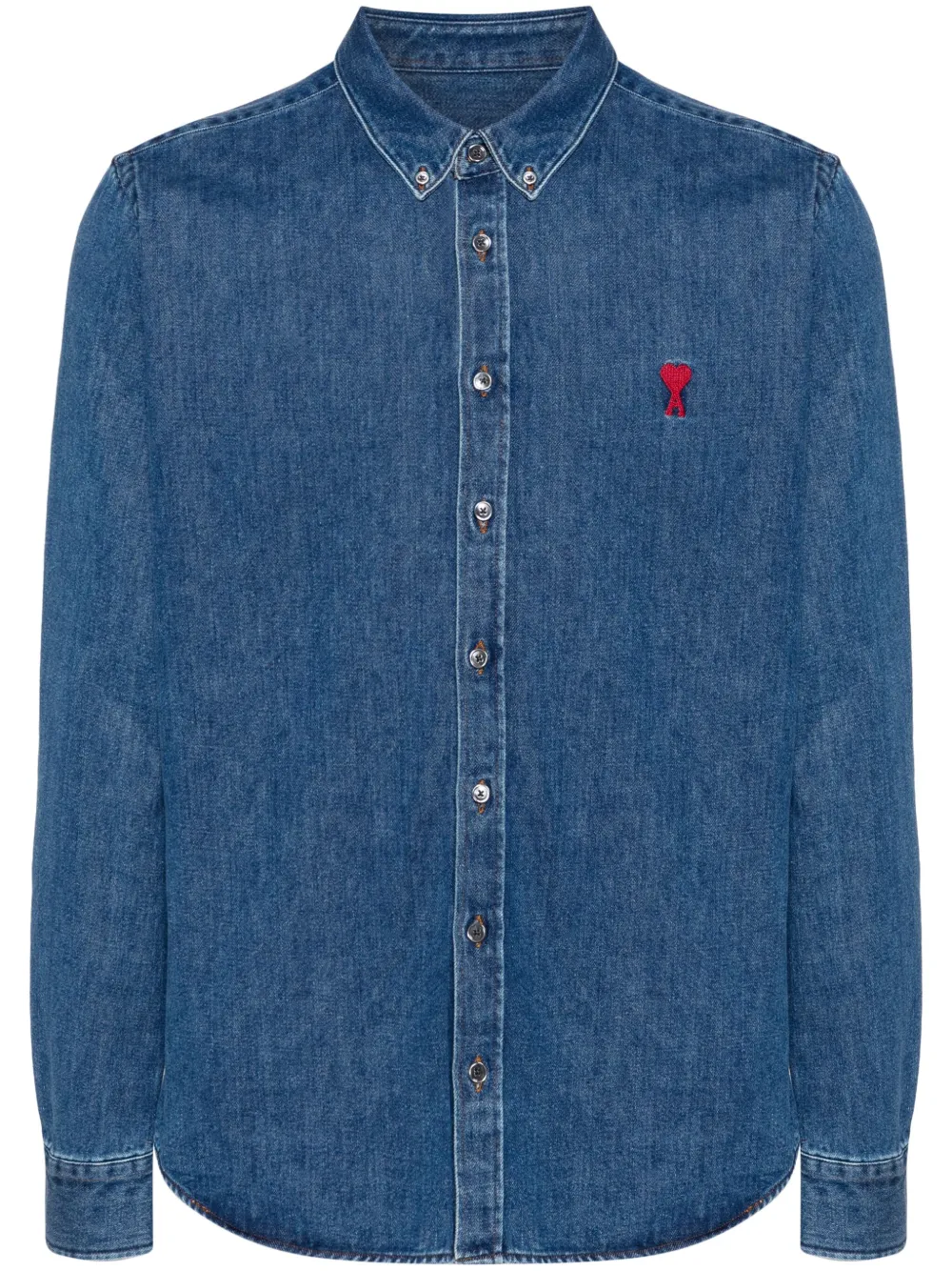 AMI Paris Shirt met geborduurd logo Blauw