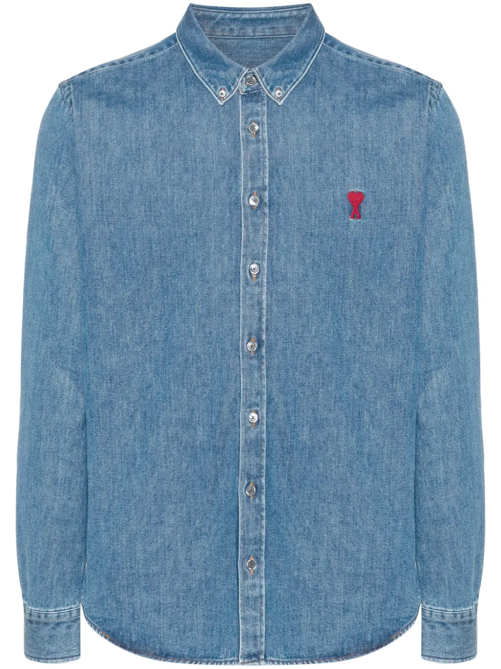 AMI Paris Shirt met geborduurd logo Blauw