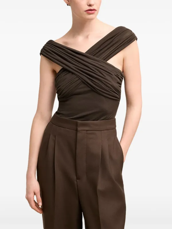 AMI Paris Draped Top | Brown | FARFETCH