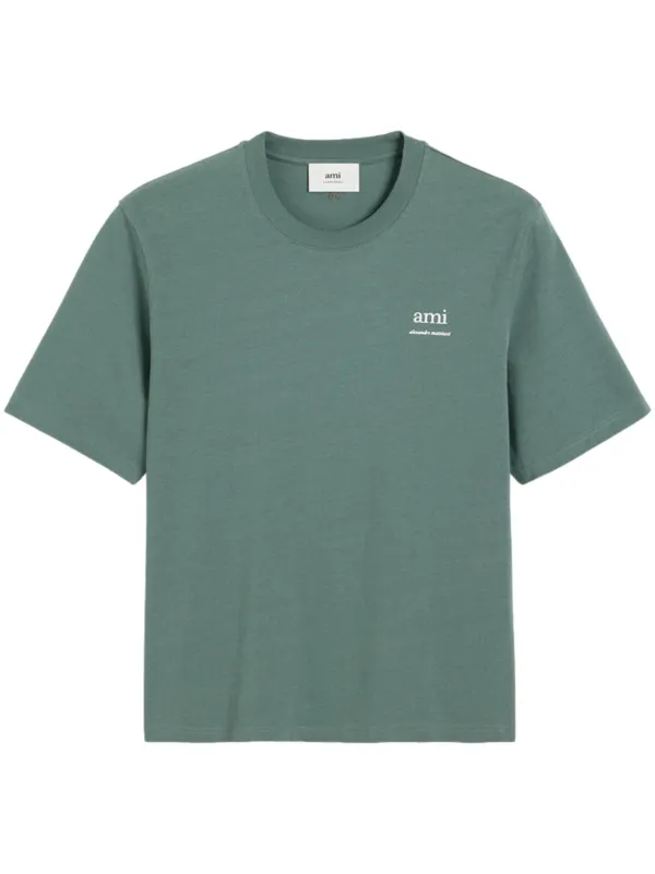 Tシャツ・カットソー AMI PARIS SAGE GREEN SILK CROP-TOP 23973747_54306655_600.jpg