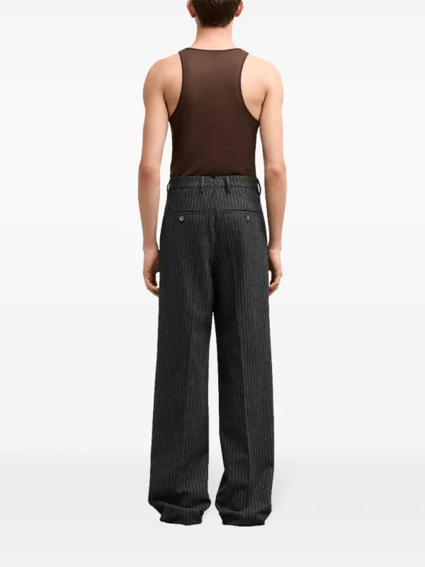 パンツ Ami Wide Leg Trousers With Adjustable Strap AMI Paris Pinstriped wide-leg Trousers | Grey | FARFETCH