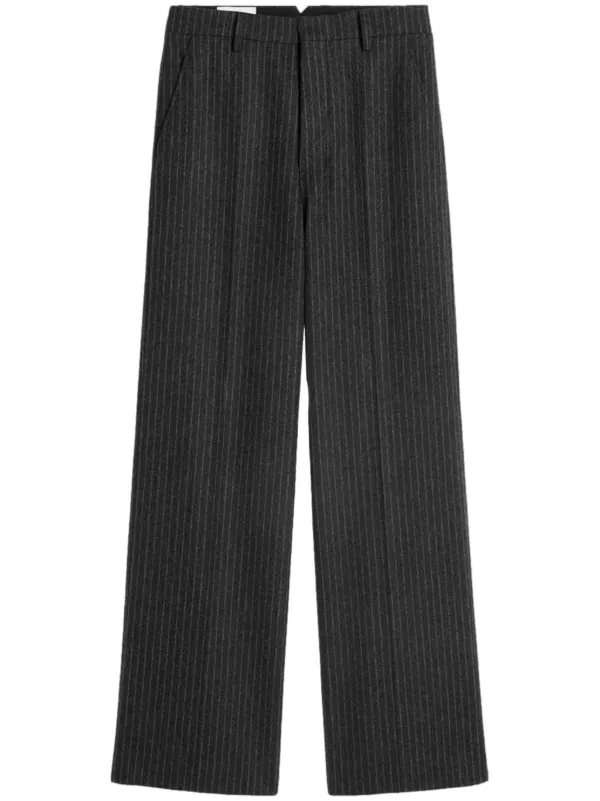 パンツ Ami Wide Leg Trousers With Adjustable Strap AMI Paris Pinstriped wide-leg Trousers | Grey | FARFETCH