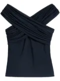 AMI Paris draped-design cotton-blend top - Blue