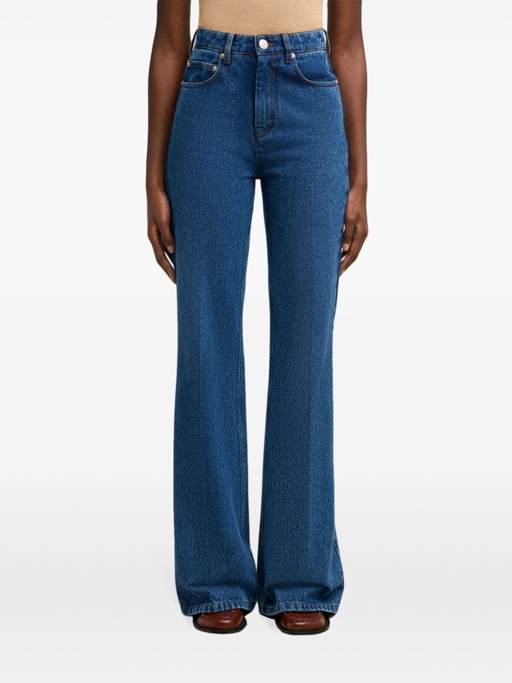 Shop Ami Alexandre Mattiussi High-waist Flared Jeans In Blue