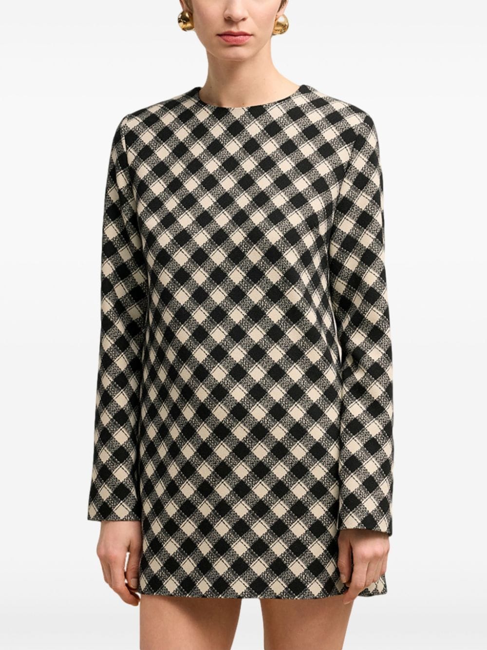 Shop Ami Alexandre Mattiussi Check-pattern Mini-dress In Black