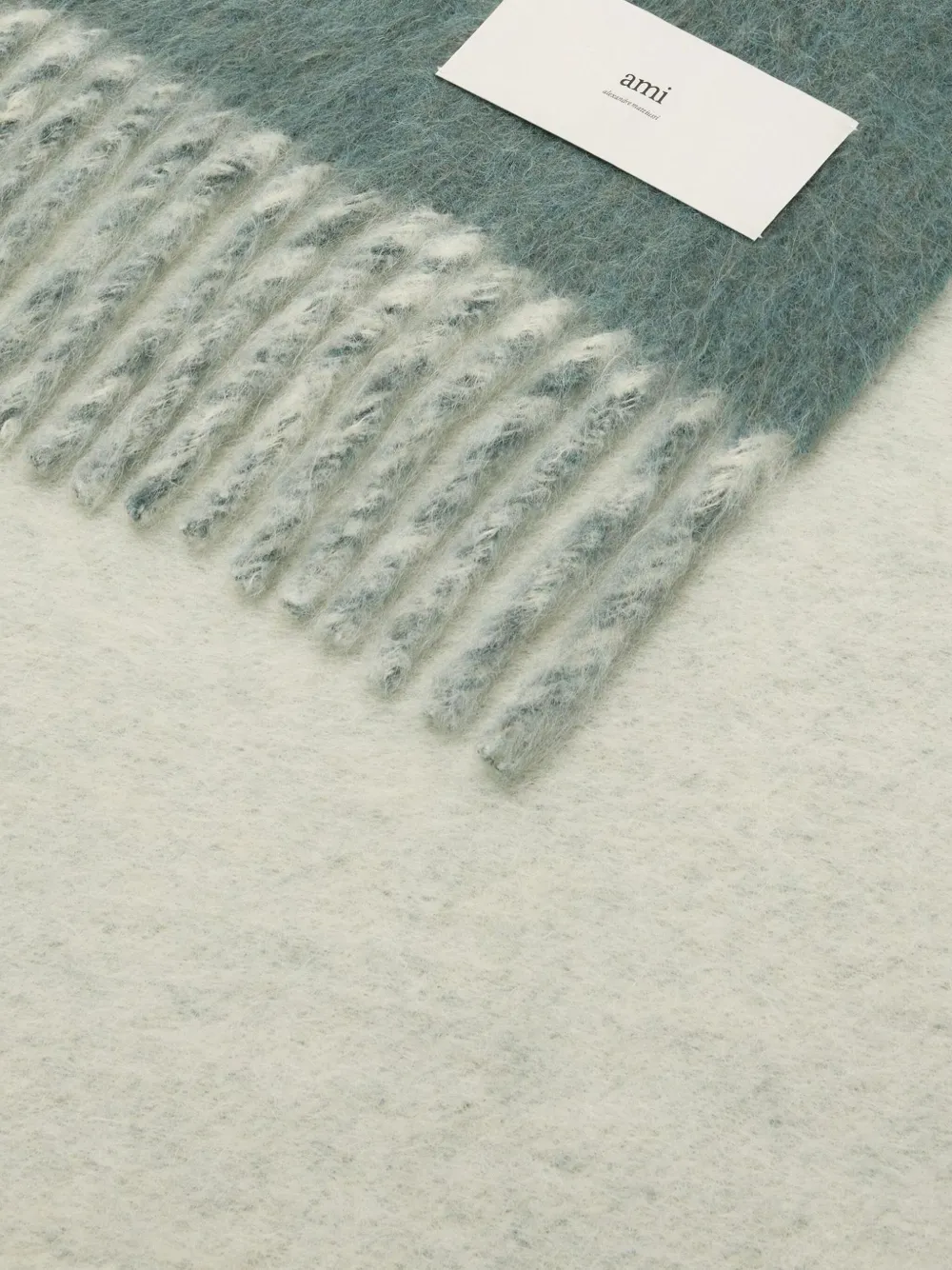 AMI Paris Zweifarbige Decke mit Fransendetail | Textilien | Image 3