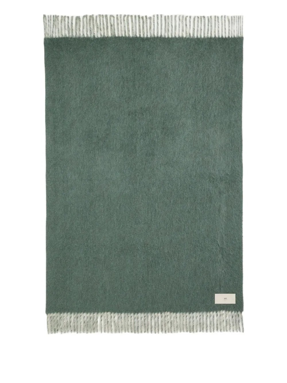 AMI Paris fringe-detail two-tone blanket | Grey | Image 1