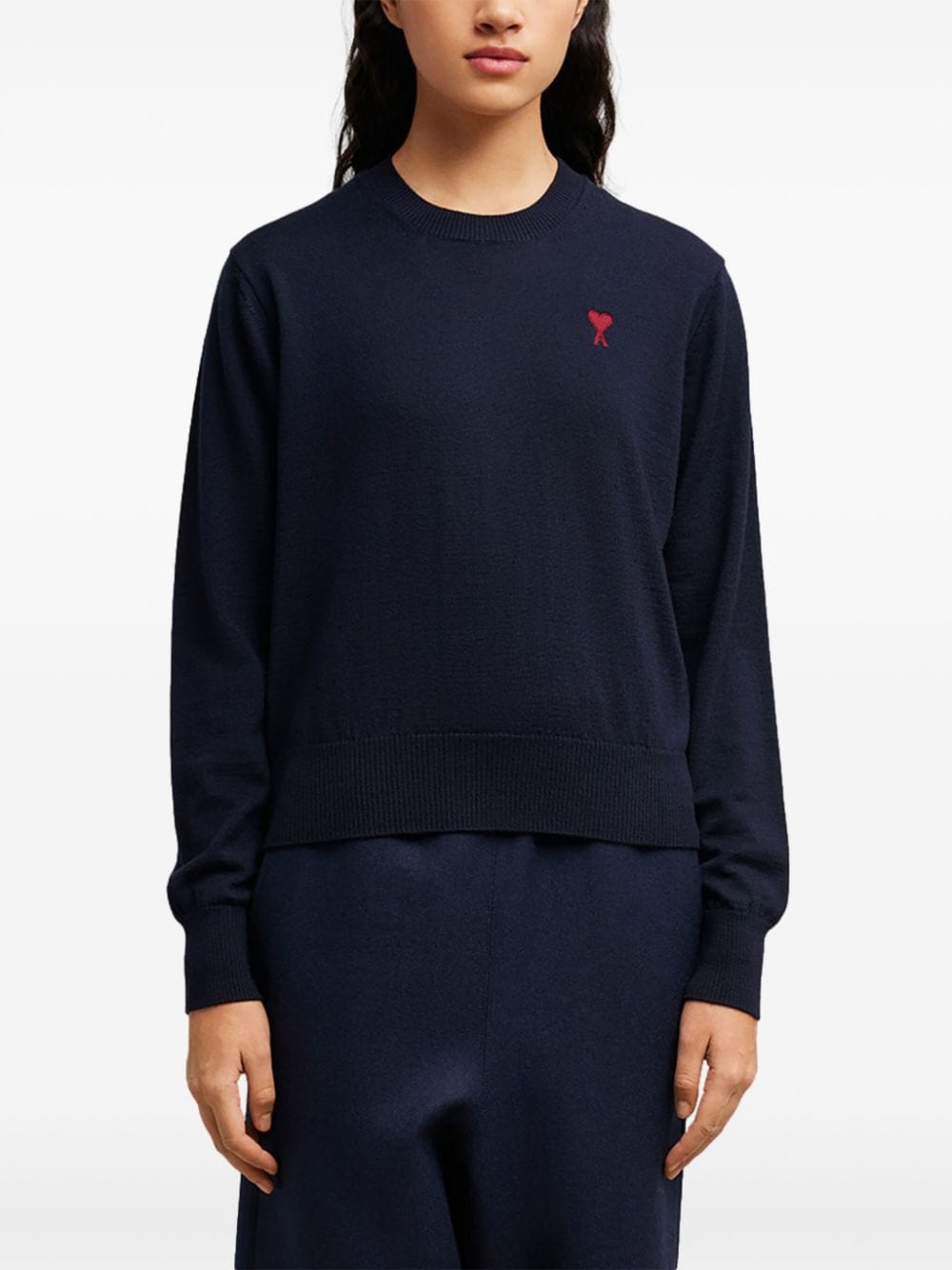 Shop Ami Alexandre Mattiussi Ami De Coeur Wool Jumper In Blue