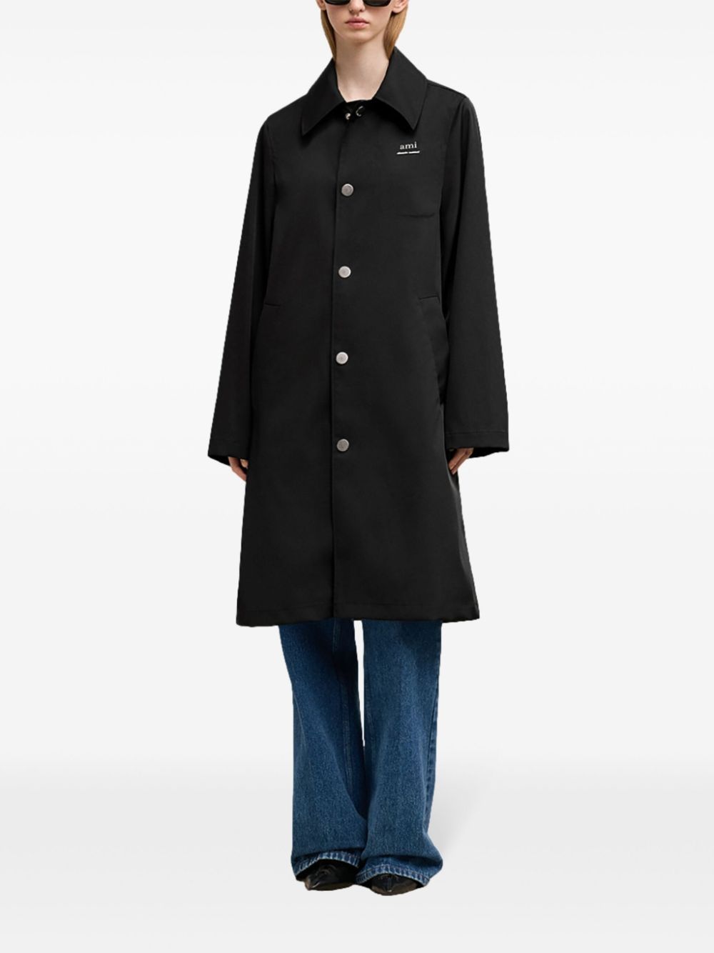 Shop Ami Alexandre Mattiussi Long-sleeve Raincoat In Schwarz