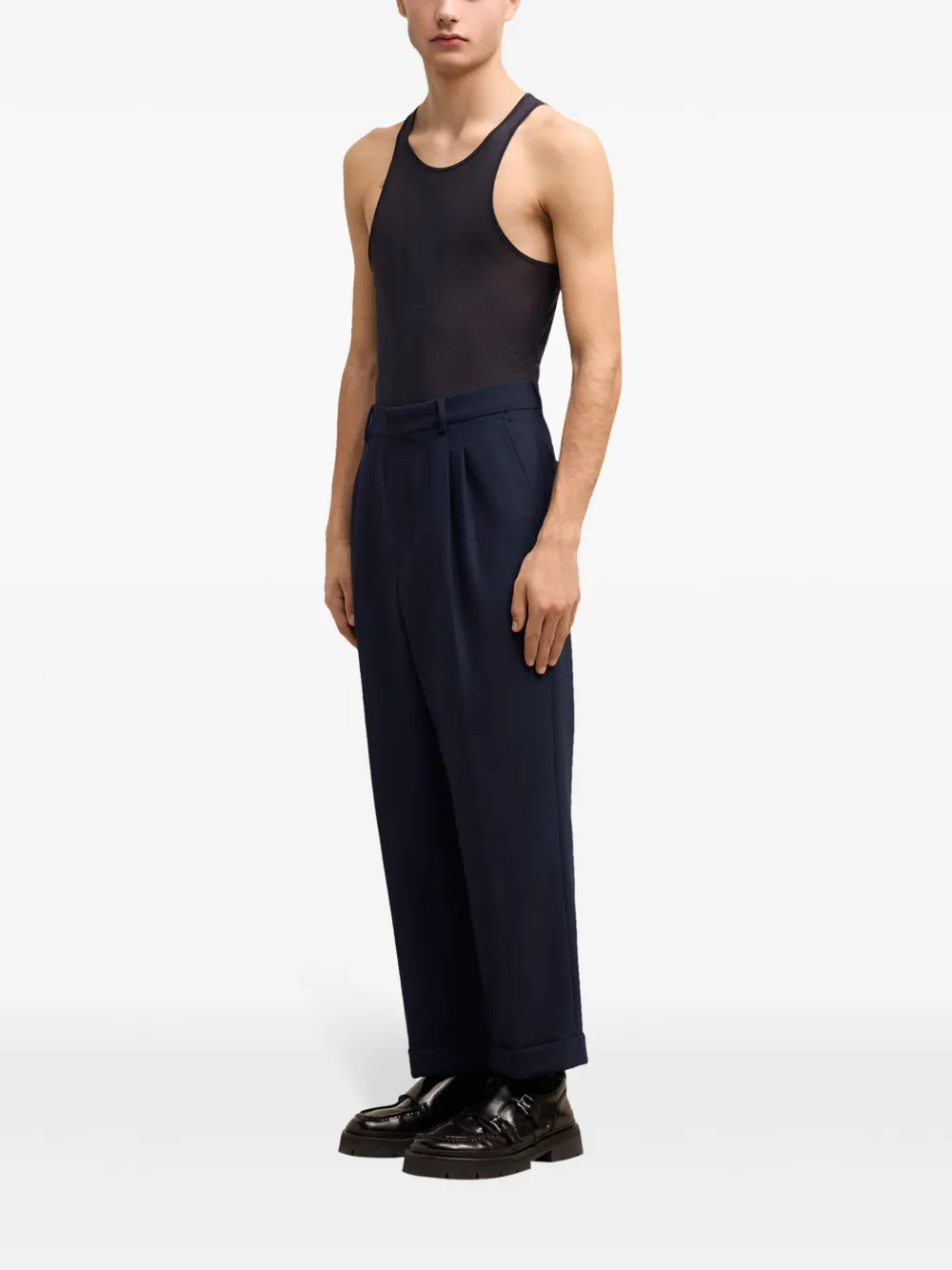 Shop Ami Alexandre Mattiussi Tapered-leg Trousers In Blue