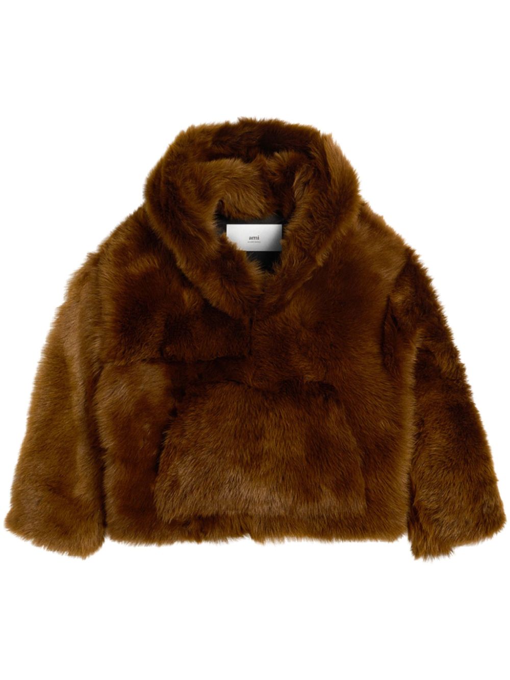 AMI Paris lamb shearling hooded jacket - Brown