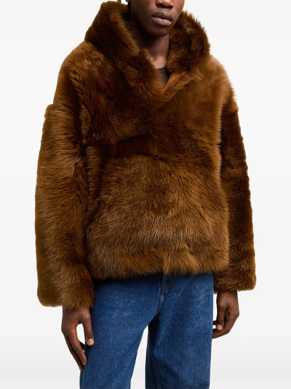 AMI Paris Lammy jack met capuchon Bruin