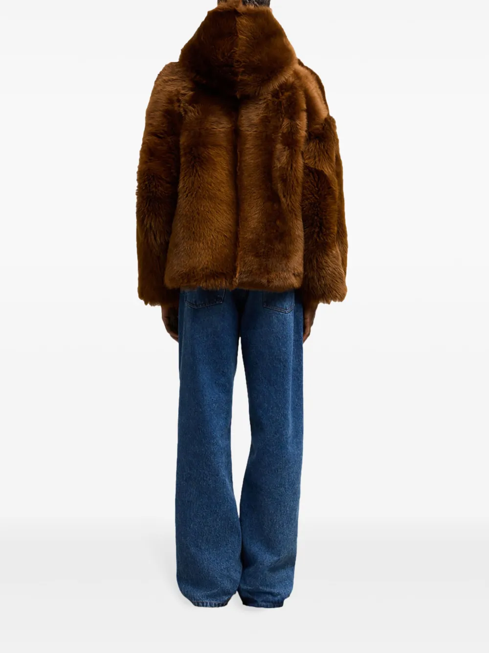 AMI Paris Lammy jack met capuchon Bruin