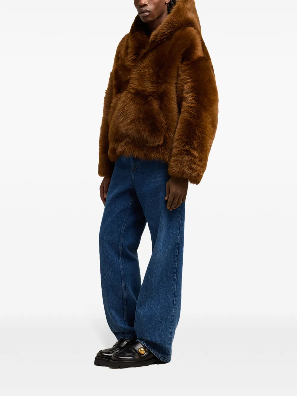 AMI Paris Lammy jack met capuchon Bruin