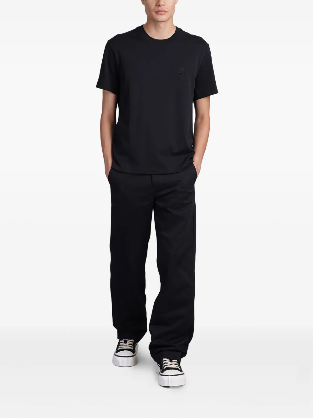 AMI Paris T-shirt met logo Zwart