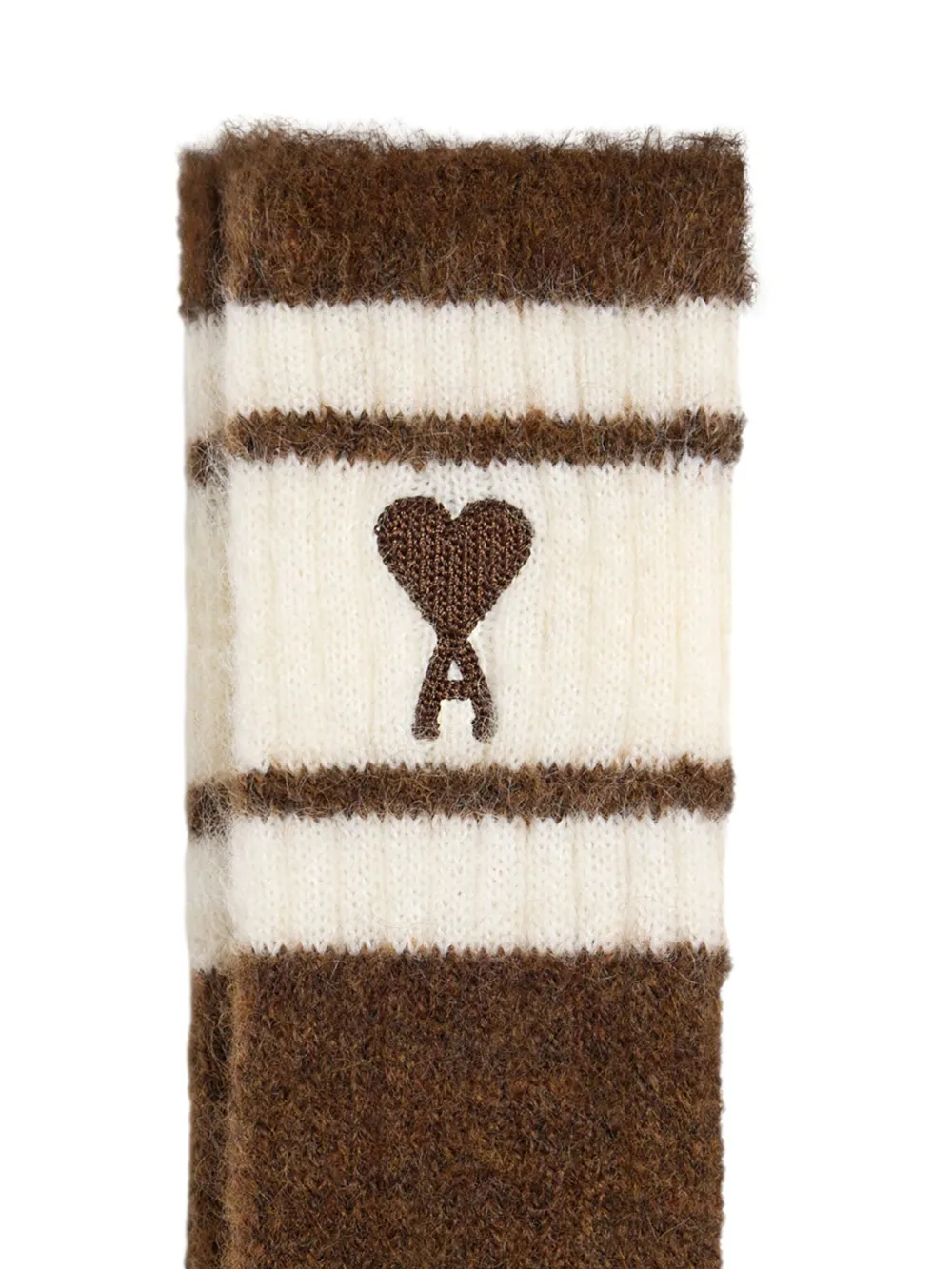 AMI Paris Geribbelde sokken met geborduurd logo - Bruin