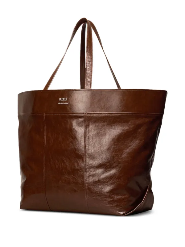 AMI Paris East West レザーハンドバッグ マキシ | ブラウン | FARFETCH JP