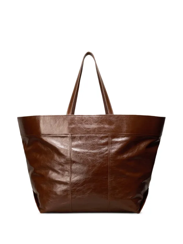 ♪特別価格♪East West Ami Shopping Bag AMI Paris East West Maxi Leather Tote Bag | Brown | FARFETCH