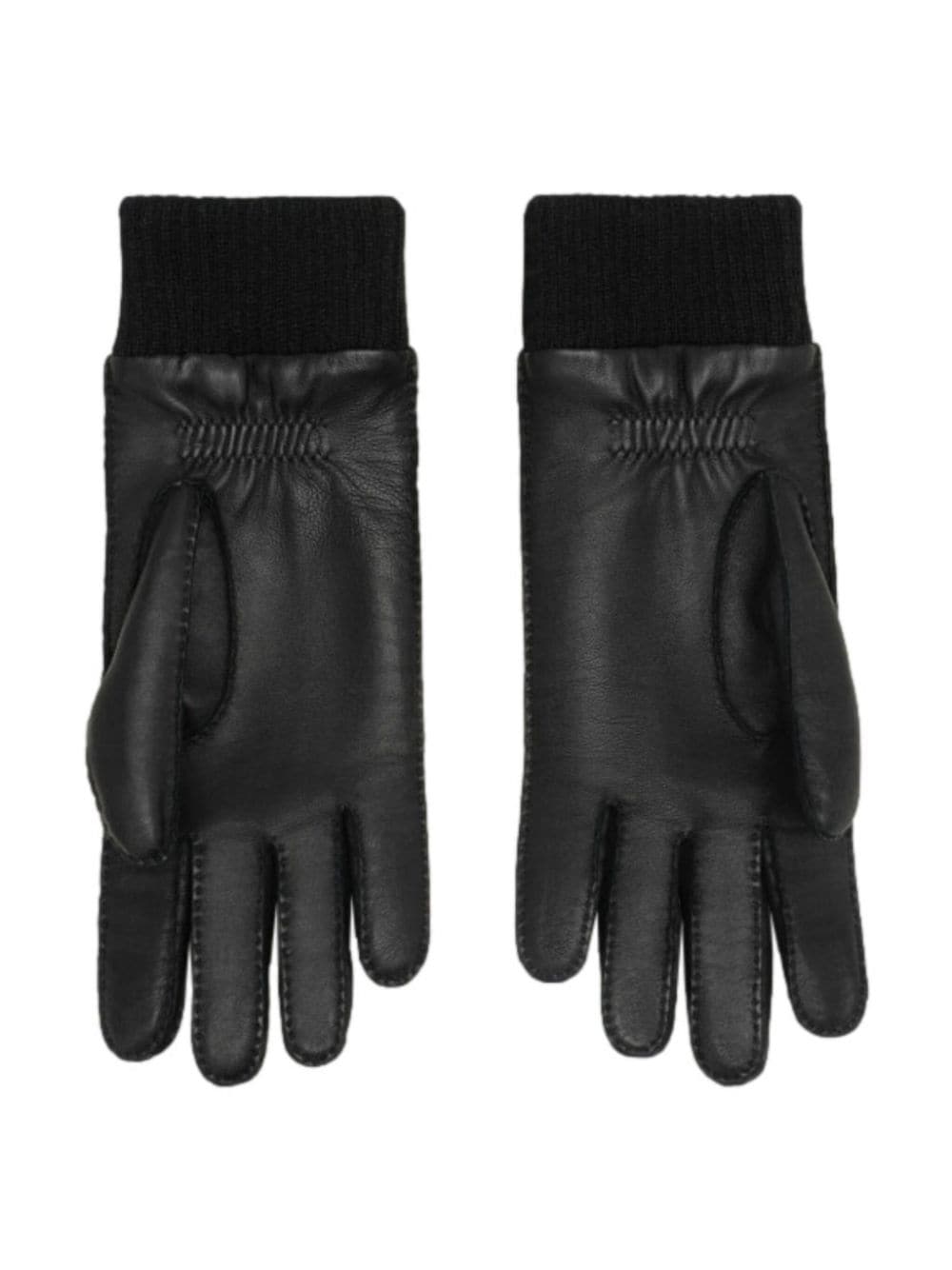 Shop Ami Alexandre Mattiussi Ami De Coeur Leather Gloves In Black