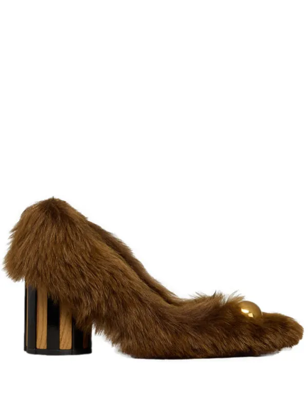 Ami Paris 100mm Embellished Pointed Toe Heel in Brown