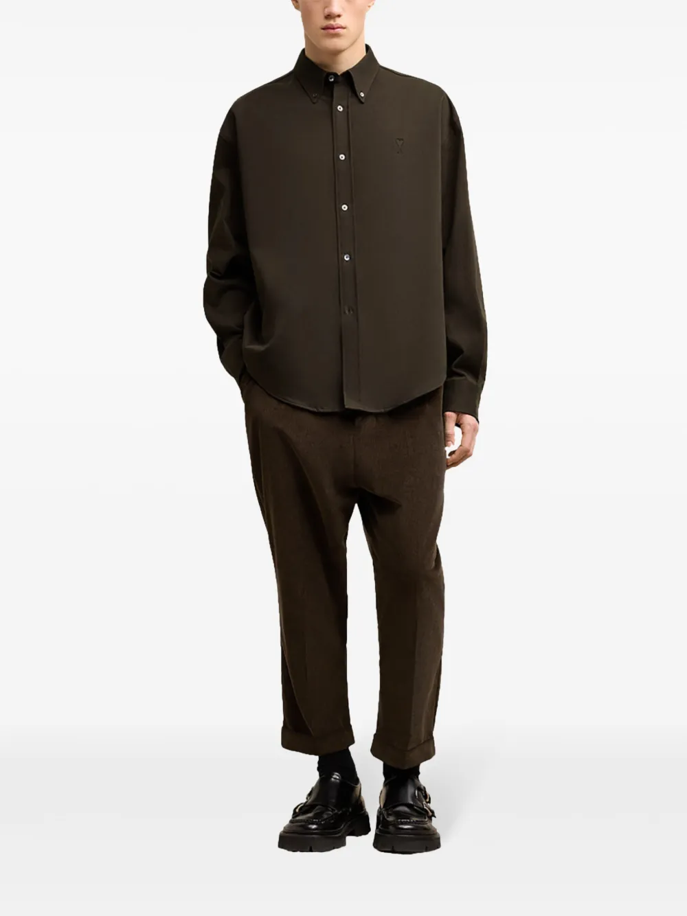 AMI Paris Ami de Coeur boxy-fit shirt - Bruin