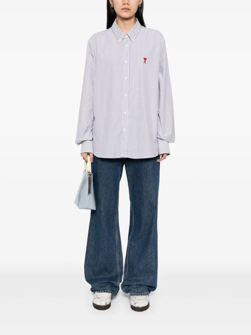 AMI Paris Ami De Coeur ストライプ シャツ | ホワイト | FARFETCH JP