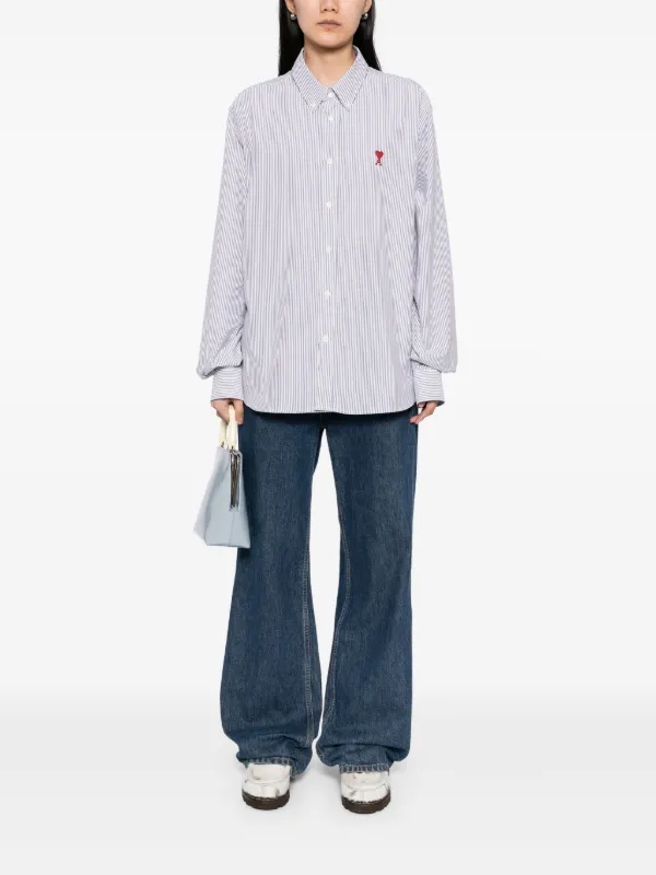 お値下げ中! ami paris ストライプシャツ AMI Paris Ami De Coeur ストライプ シャツ | FARFETCH JP