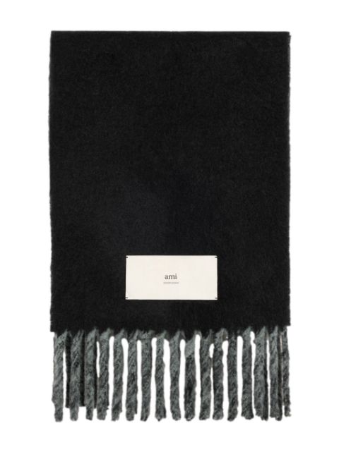 AMI Paris fringed double sided scarf