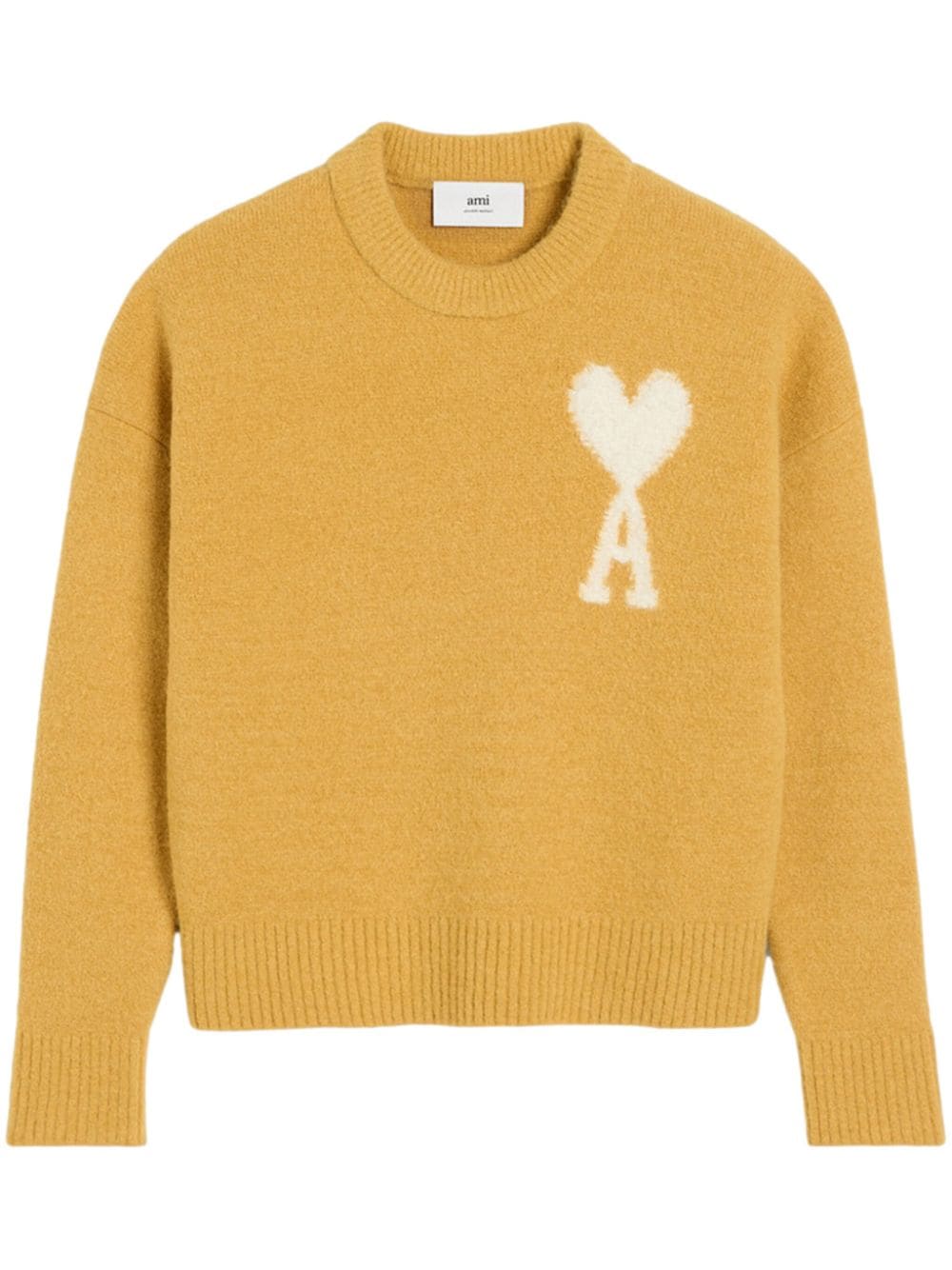 Ami Alexandre Mattiussi Ami De Coeur Wool Blend Sweater In Yellow