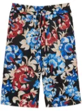 AMI Paris floral-print elasticated-waist shorts - Black