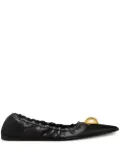 AMI Paris pointed-toe leather ballerinas - Black