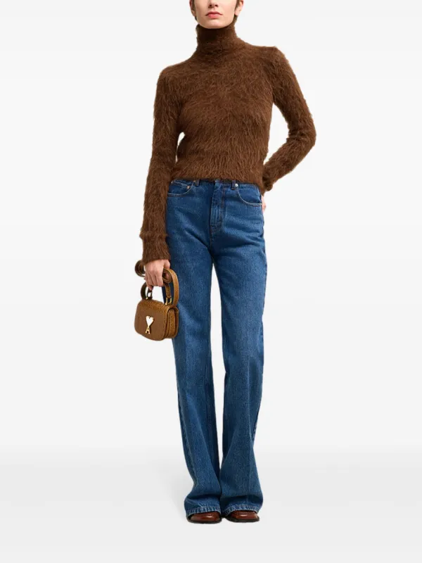 AMI Paris ブラッシュド タートルネックセーター | ブラウン | FARFETCH JP