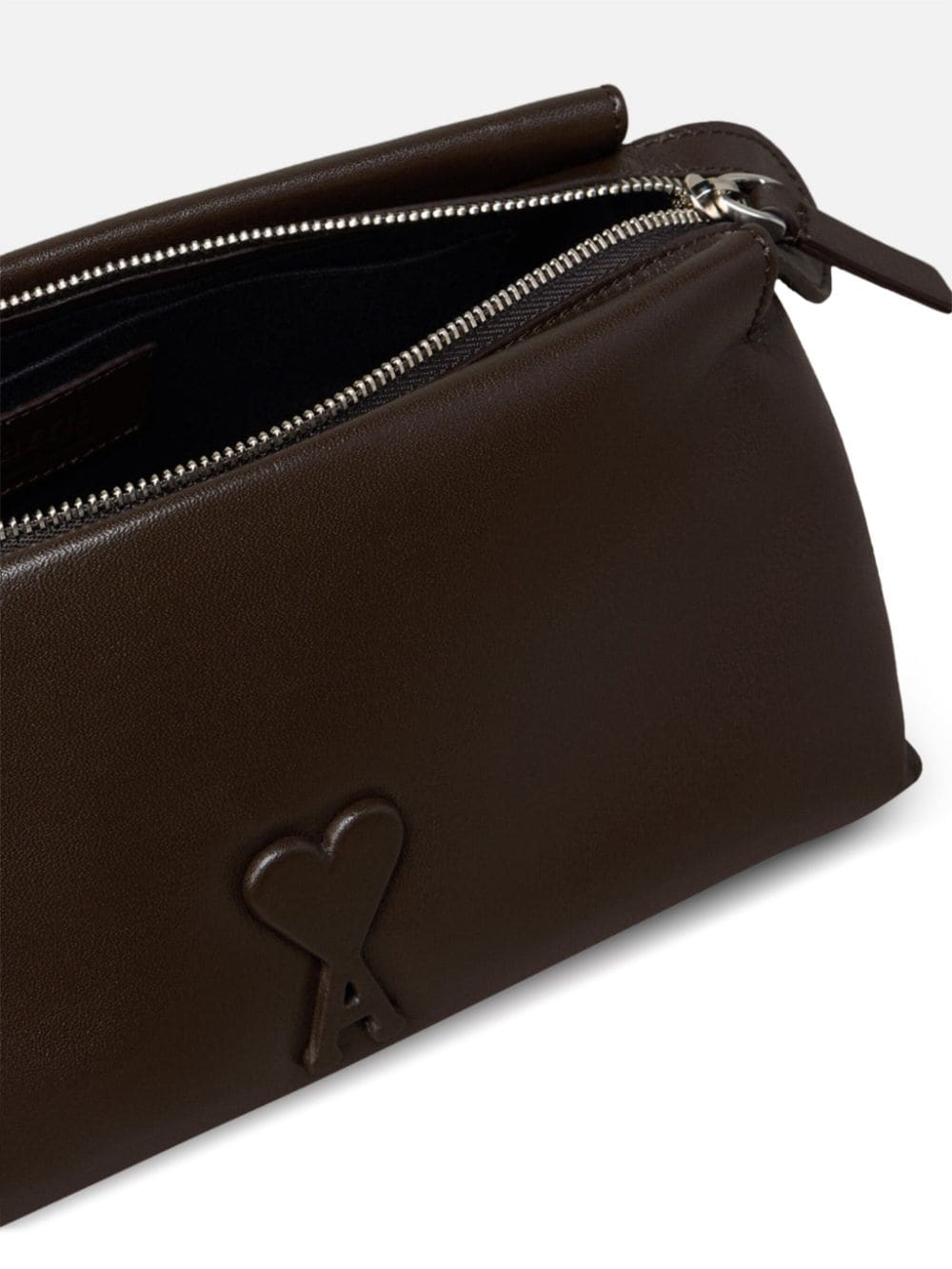 Shop Ami Alexandre Mattiussi Voulez-vous Leather Clutch Bag In Brown