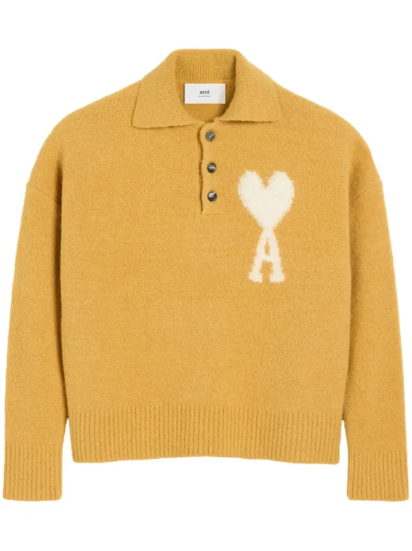[AMI PARIS]Wool Silk Ami de Coeur Polo★送料・関税込み★ Ami de Coeur ポロ 0957 | AMI PARIS
