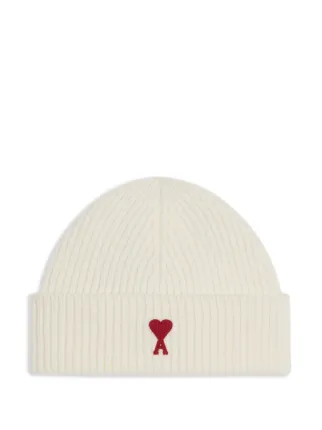 正規品】AMI PARIS ニットビーニー ホワイト AMI Paris ロゴ ウール