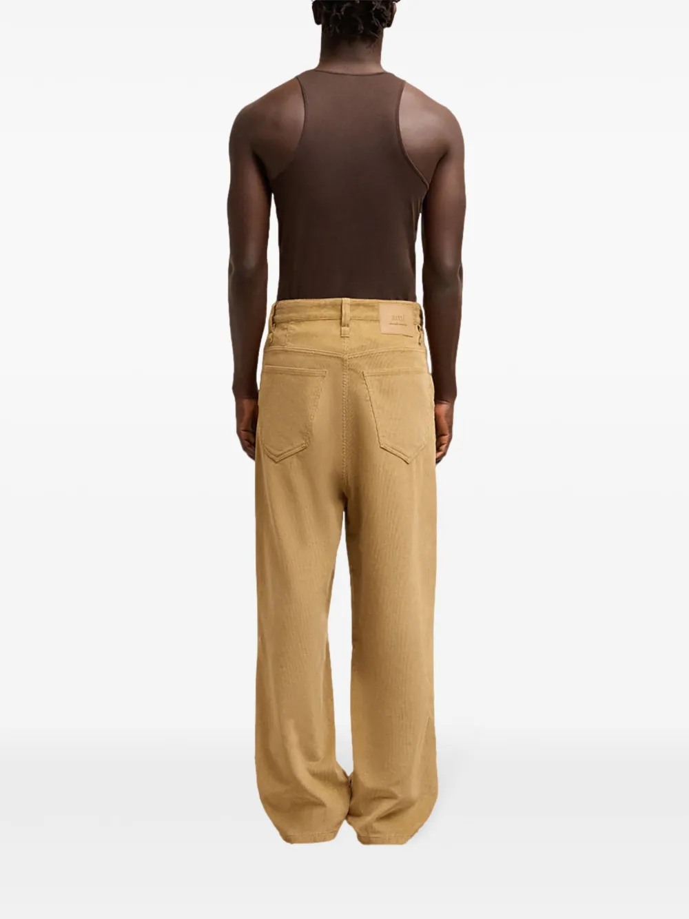 Ami Alexandre Mattiussi Wool Corduroy Loose-fit Trousers In Neutrals