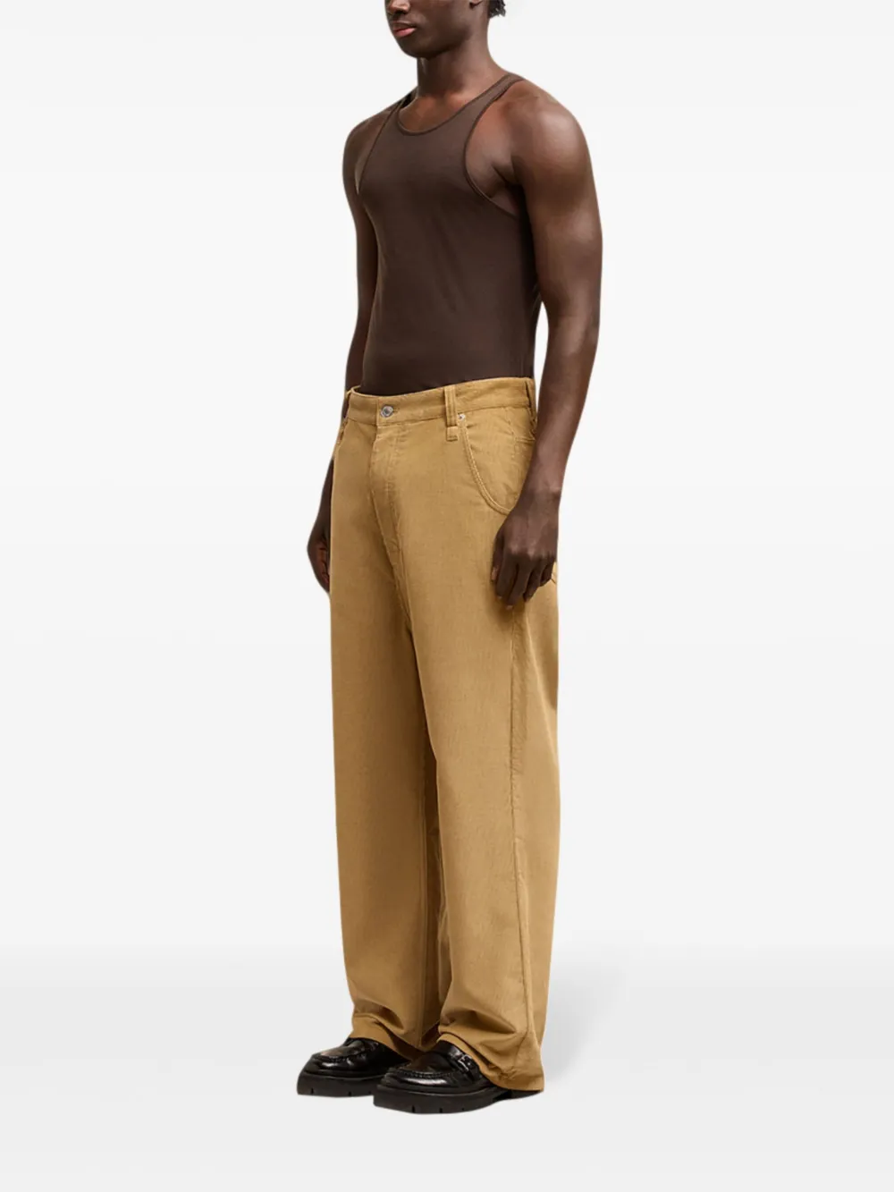 Ami Alexandre Mattiussi Wool Corduroy Loose-fit Trousers In Neutrals