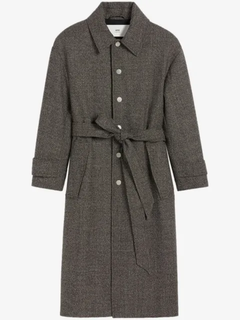 AMI Paris belted single-breasted coat