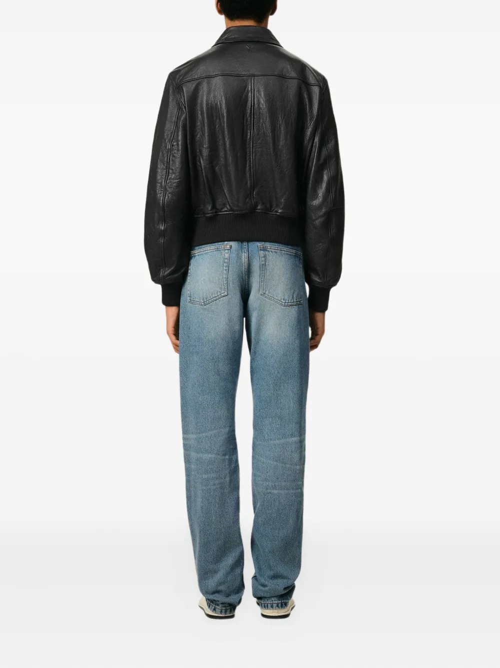 Ami Paris レザージャケット　Sサイズ Black Leather Zipped Jacket | AMI PARIS