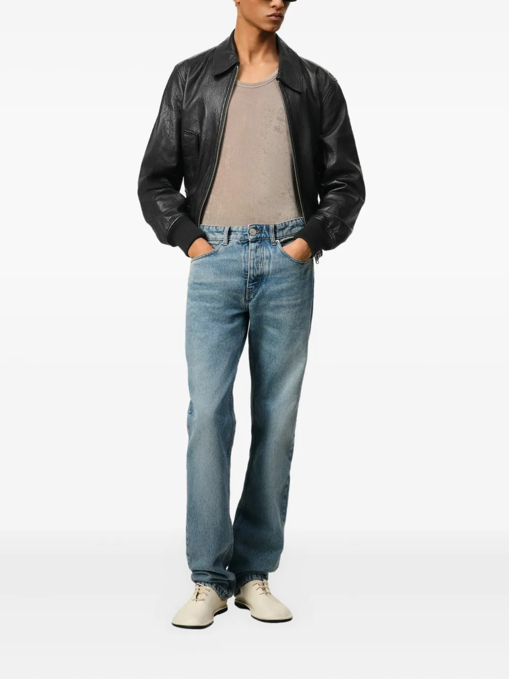 AMI Paris embroidered-logo leather jacket | Leather Jackets | Image 2