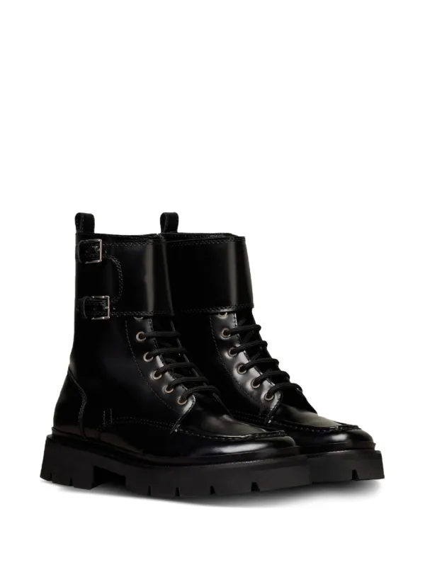 AMI Paris double-buckle Leather Boots | Black | FARFETCH JO