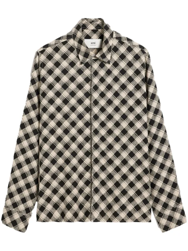 AMI PARIS｜MEN'S チェック シャツ AMI Paris チェック シャツ | ブラック | FARFETCH JP